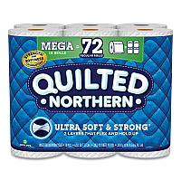Quilted Northern Ultra Soft and Strong Bathroom Tissue, Mega Rolls, Septic Safe, 2-Ply, White, 328 Sheets/Roll, 18 Rolls/Carton (GPC94475501)