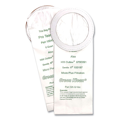 Green Klean Replacement Vacuum Bags, Fits NSS Outlaw/ProTeam QuarterVac/Sandia/Sanitaire, 10/Pack (GRKQVACP)