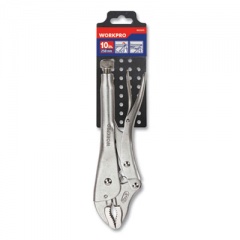 Workpro Locking Pliers, Short Nose, Curved Jaw, 10" Long, Chrome-Vanadium Steel, Chrome Quick-Lock/Release Handle (W031073WE)