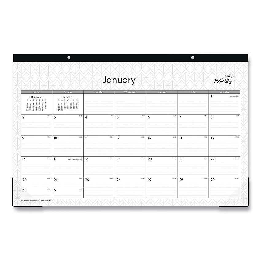 Blue Sky Enterprise Desk Pad, Geometric Artwork, 17 x 11, White/Gray Sheets, Black Binding, Clear Corners, 12-Month (Jan to Dec): 2026 (111293)