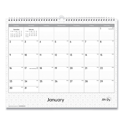 Blue Sky Enterprise Wall Calendar, Geometric Artwork, 15 x 12, White/Gray Sheets, 12-Month (Jan to Dec): 2026 (111292)