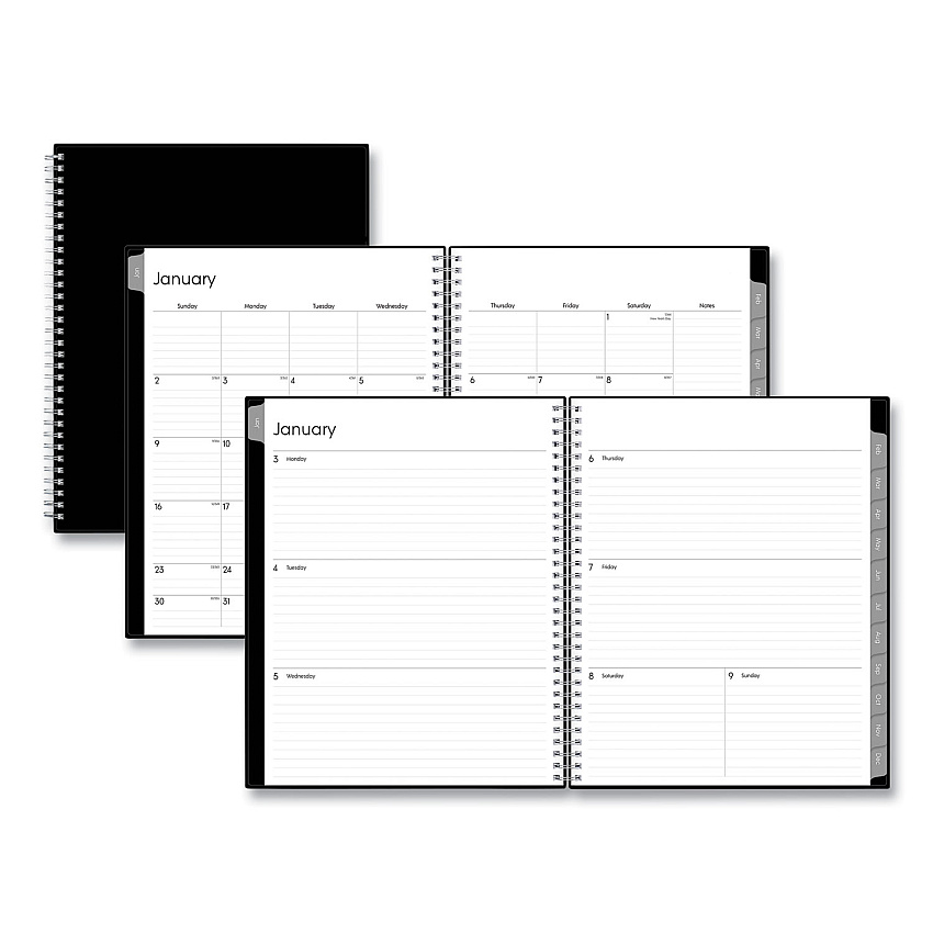 Blue Sky Enterprise Weekly/Monthly Planner, 11 x 8.5, Black Cover, 12-Month (Jan to Dec): 2026 (111288)