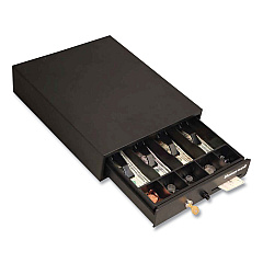 Honeywell Space-Saving Steel Cash Drawer, 4 Bill, 5 Coin Slots, Key Lock, 17 x 13 x 4, Black (HWL6313)
