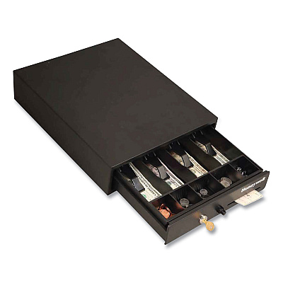 Honeywell Space-Saving Steel Cash Drawer, 4 Bill, 5 Coin Slots, Key Lock, 17 x 13 x 4, Black (HWL6313)