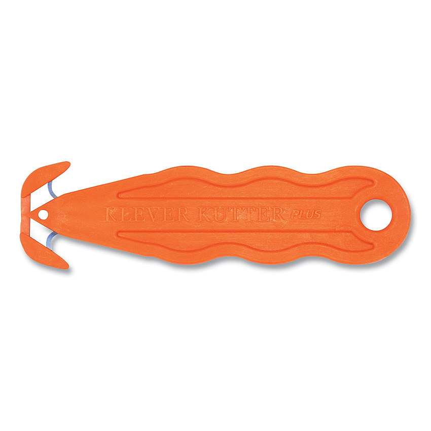 Klever Kutter Kurve Blade Plus Safety Cutter, 5.75" Plastic Handle, Orange, 10/Box (KLVPLS100G)