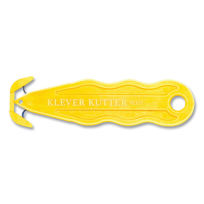 Klever Kutter Kurve Blade Plus Safety Cutter, 5.75" Plastic Handle, Yellow, 10/Box (KLVPLS100Y)