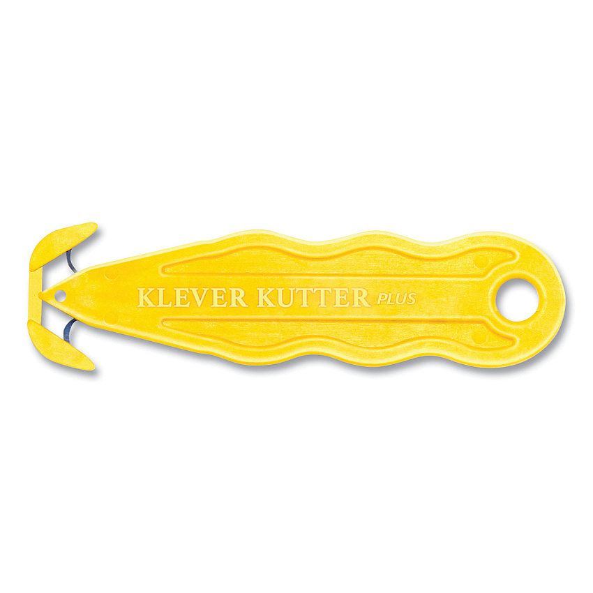 Klever Kutter Kurve Blade Plus Safety Cutter, 5.75" Plastic Handle, Yellow, 10/Box (KLVPLS100Y)