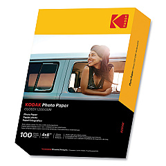 Kodak Photo Paper, 8 mil, 4 x 6, Glossy White, 100/Pack (KOD41180)