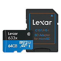 Lexar microSDXC Memory Card, UHS-I U1 Class 10, 64 GB (LXRMI64GBBNL633)