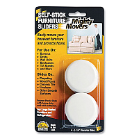 Master Caster Mighty Movers Self-Stick Furniture Sliders, Round, 2.25" Diameter, Beige, 4/Pack (MAS87003)