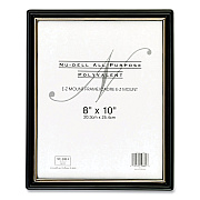 NuDell EZ Mount Document Frame with Trim Accent and Plastic Face, Plastic, 8 x 10 Insert, Black/Gold (NUD10880)