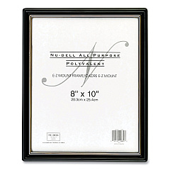 NuDell EZ Mount Document Frame with Trim Accent and Plastic Face, Plastic, 8 x 10 Insert, Black/Gold (NUD10880)