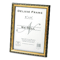 NuDell Deluxe Document and Photo Frame, Molded Styrene/Plastic, 8.5 x 11 Insert, Gold/Black (NUD17500)