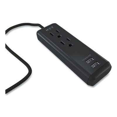 NXT Technologies Indoor Extension Cord with USB Ports, 8 ft, 12 A, Black (NXT24399998)