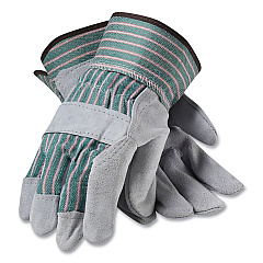 PIP Bronze Series Leather/Fabric Work Gloves, Large (Size 9), Gray/Green, 12 Pairs (PID836563L)