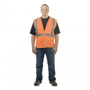 PIP ANSI Class 2 Four Pocket Zipper Safety Vest, Polyester Mesh, X-Large, Hi-Viz Orange (MVGZ4PORXL)