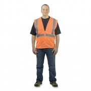 PIP ANSI Class 2 Four Pocket Zipper Safety Vest, Polyester Mesh, Large, Hi-Viz Orange (302MVGZ4PORL)
