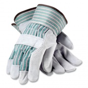 PIP Bronze Series Leather/Fabric Work Gloves, X-Large (Size 10), Gray/Green, 12 Pairs (836563XL)