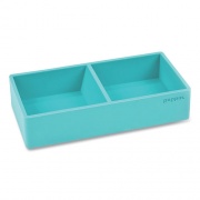 Poppin Softie This + That Tray, 2 Compartments, Silicone, 3 x 6.25 x 1.5, Aqua (100440)