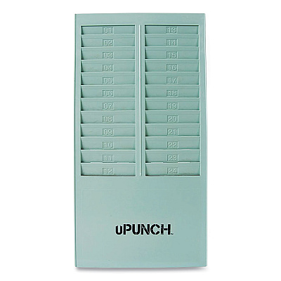 uPunch Time Card Rack, 24 Pockets, Gray (PPZHNTCR24)