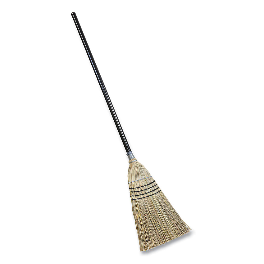 Quickie Bulldozer Heavy-Duty Outdoor Broom, Natural-Fiber Bristles, 54" Overall Length, Black/Natural (QCK9316)