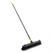 Quickie Bulldozer Smooth Surface Pushbroom, Split-Tip PET Bristles, 24 x 60, Powder Coated Handle, Black/Yellow (533)