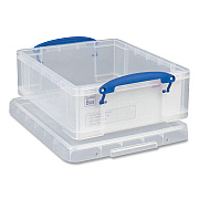 Really Useful Box Snap-Lid Storage Bin, 2.14 gal, 11" x 14" x 5", Clear/Blue, 5/Pack (RUA81CPK5CB)