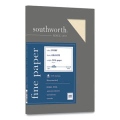 Southworth Granite Specialty Paper, 24 lb Bond Weight, 8.5 x 11, Ivory, 100/Box (P934CK)