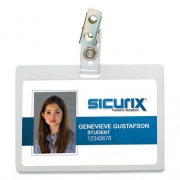 SICURIX Self Laminating Badge Holder, Horizontal, 3.5 x 2.25, Clear, 25/Pack (BAU62916)