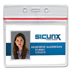 SICURIX Sealable Cardholder, Horizontal, 3.75 x 2.62, Clear, 50/Pack (SRXBAU47830)