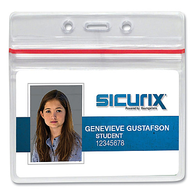 SICURIX Sealable Cardholder, Horizontal, 3.75 x 2.62, Clear, 50/Pack (SRXBAU47830)