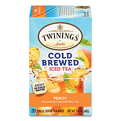 TWININGS Cold Brew Iced Tea Bags, Peach, 0.07 oz Tea Bag, 20/Box (TWG51816)