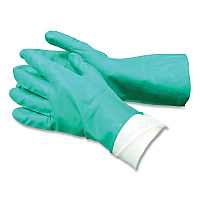 AMBITEX Pro N650 Series Flock-Lined Nitrile Rubber Gloves, 13" Long, 15 mil, X-Large, Green, 12 Pairs (TXINTL650XLHDG)
