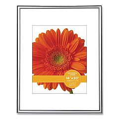 Victory Light Metallic Poster Frame with Mat, 11 x 14 Insert, Silver/Black (VLUVF2001B1620S)