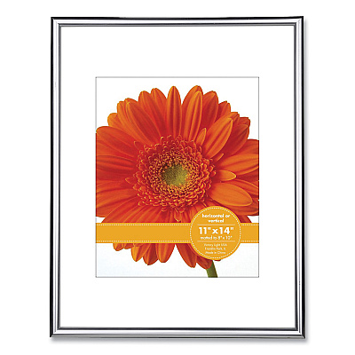 Victory Light Metallic Poster Frame with Mat, 8 x 10 Insert, Silver/Black (VLUVF2001B1114S)