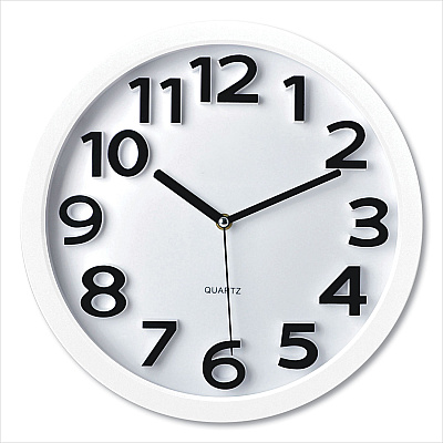 Victory Light Wall Clock with Raised Numerals and Silent Sweep Dial, 13' Overall Diameter, White Case, White Face, 1 AA (sold separately) (VLUTC62127W)