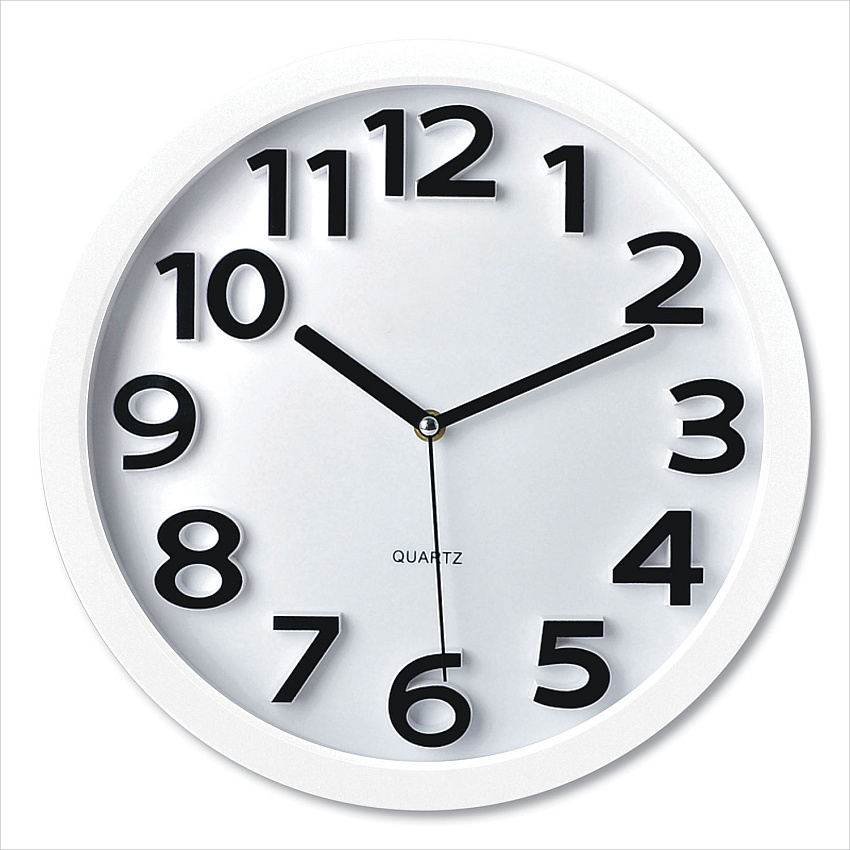 Victory Light Wall Clock with Raised Numerals and Silent Sweep Dial, 13' Overall Diameter, White Case, White Face, 1 AA (sold separately) (VLUTC62127W)