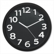Victory Light Wall Clock with Raised Numerals and Silent Sweep Dial, 13" Overall Diameter, Black Case, Black Face, 1 AA (sold separately) (TC62127B)