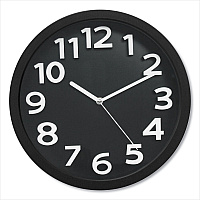 Victory Light Wall Clock with Raised Numerals and Silent Sweep Dial, 13" Overall Diameter, Black Case, Black Face, 1 AA (sold separately) (VLUTC62127B)