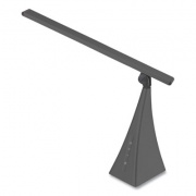 V-Light LED Pyramid-Base Tilt-Arm Desk Lamp with USB Charging Station, 12" to 16.2" High, Gray (VSLD363GN)