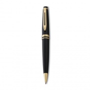 Waterman Expert Ballpoint Pen, Retractable, Medium 1 mm, Blue Ink, Black/Gold Barrel (S0951700)