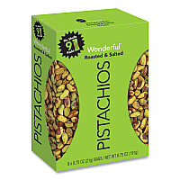 Paramount Farms Wonderful No Shells Pistachios, Roasted and Salted, 0.75 oz Bag, 9 Bags/Box, 4 Boxes/Carton (WONPAR91100)