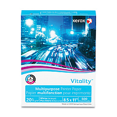 Xerox Vitality Multipurpose Print Paper, 92 Bright, 20 lb Bond Weight, 8.5 x 11, White, 500 Sheets/Ream (XER3R02047PY)