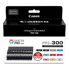 Canon 4192C007 (PFI-300) Ink, Matte Black/Photo Black/Gray/Cyan/Photo Cyan/Red/Magenta/Photo Magenta/Yellow/CO, 10/Pack