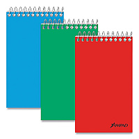 Ampad Memo Pads, Narrow Rule, Assorted Cover Colors, 60 White 3 x 5 Sheets, Dozen (AMP25087)