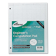 Ampad Evidence Engineer's Computation Pad, Cross-Section Quadrille Rule (5 sq/in, 1 sq/in), 100 Green-Tint 8.5 x 11 Sheets (AMP22142)