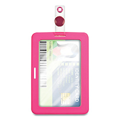 COSCO MyID Badge Holder, Vertical/Horizontal, 3 5/8 x 2 1/4, Pink, 1/ea (COS075016)