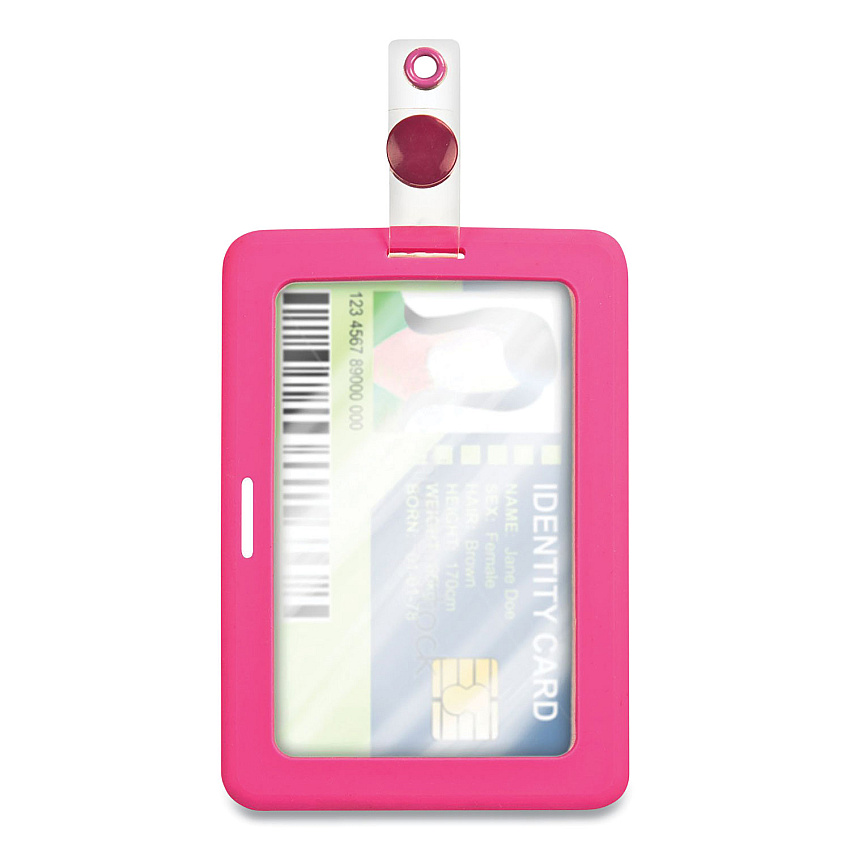 COSCO MyID Badge Holder, Vertical/Horizontal, 3 5/8 x 2 1/4, Pink, 1/ea (COS075016)