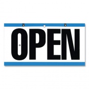 COSCO Open/Closed Outdoor Sign, 11.6 x 6, Blue/White/Black (098013)