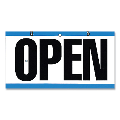 COSCO Open/Closed Outdoor Sign, 11.6 x 6, Blue/White/Black (CSC098013)